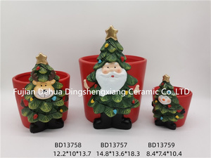 Macetas de Cerámica Esmaltada con Decoración Navideña de Papá Noel y Árbol de <span class=keywords><strong>Navidad</strong></span>, Venta de Fábrica para Decoración del Hogar y Jardín - Product Image 2