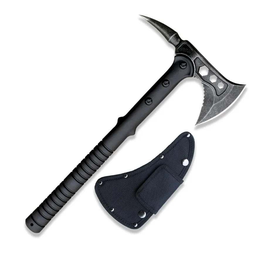 Tomahawk-cuchillo de acero inoxidable 420, hacha para acampar y cazar, barbudo