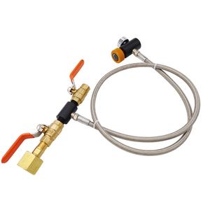 Adaptador de Cilindro de Recarga de CO2 CGA320 W21.8-14, Kit de Conector para Estación de Llenado de Bebidas Carbonatadas, Manguera de 36 Pulgadas, Válvula Doble con Manómetro - Product Image 3