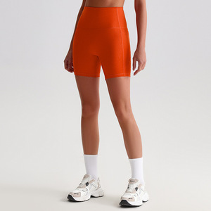 YIYI pantalones cortos de motorista de verano para mujer con bolsillos de cintura alta entrenamiento Spandex Control de barriga gimnasio correr elástico salón Yoga pantalones cortos - Product Image 3