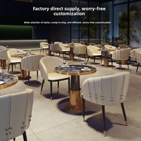 Direkt vom Hersteller: Maßgefertigtes, Langlebiges, Modernes, Minimalistisches 2-Sitzer Restaurant-Set mit Edelstahl-Tisch und Hochwertigen Steinplatten-Stühlen für Hotels