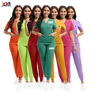 Nuevo precio más bajo enfermera Scrub Jogger Sets uniforme Spandex V cuello médico Scrubs Para Mujeres etiqueta personalizada Scrubs uniformes conjuntos - Product Image 1