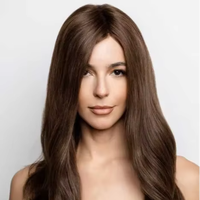 Perruque Lace Front Longue Ondulée Naturelle Brune avec Raie Latérale, 100% Cheveux Humains, Idéale pour Usage Quotidien Féminin
