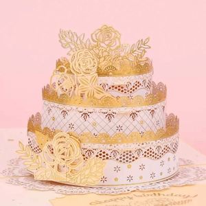 Vente en gros d'usine, carte de vœux 3D pop-up ronde en forme de rose faite à la main pour anniversaire - Product Image 2