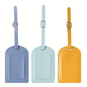 Customizable PU Leather Luggage Tag with Airplane Logo in Gold Foil Fashionable Travel Accessory for Suitcases - Product Image 1