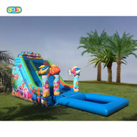 Tobogán acuático inflable comercial con piscina, barato
