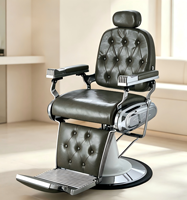 Chaise de salon de coiffure de luxe à hauteur réglable, base ronde, chaise de barbier moderne avec accoudoirs et appui-tête