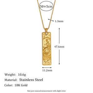 Binshuo Tarot Kaart Hanger Ketting Hot Koop Goud Rvs Vierkant Vintage Reliëf Ster Dierenriem Ketting Voor Vrouwen - Product Image 3