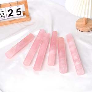 Vente en gros de pierres naturelles de haute qualité et de tours de cristal, cylindre en quartz rose, décoration en cristal - Product Image 2