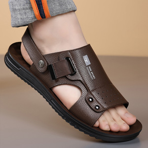 Sandalias de Playa Casuales para Hombre, de Cuero Genuino, Punta Abierta, Suela de Goma Antideslizante - Product Image 2