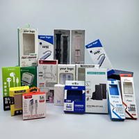 Boîtes en papier pour écouteurs personnalisées, imprimées, imperméables, écologiques, emballage de câbles de données, boîte cadeau avec fenêtre pour l'emballage électronique
