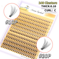 Extensions de cils DIY en grappe à auto-adhésion, vente en gros, cils œil de chat pré-collés, extensions de cils effet wispy, faux cils