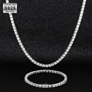 KRKC Bán Buôn Tùy Chỉnh Tennis Chains 925 Sterling Silver Liên Kết Chuỗi Hip Hop Trang Sức Vòng Cổ Iced Out CZ Kim Cương 925 Tennis Chuỗi