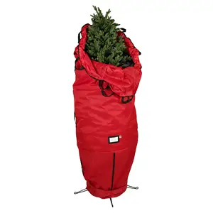 ถุงใส่ของทำจากวัสดุโพลีเอสเตอร์ทอกันน้ำแบบพับได้ถุงใส่ของขวัญวันหยุดสำหรับต้นคริสต์มาสเทียม9ฟุต