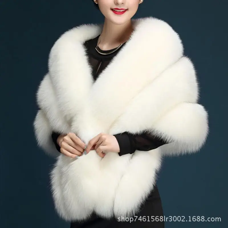 2022 new design winter warm thermal june faux fox fur trim scarf women grid scarfs shawls