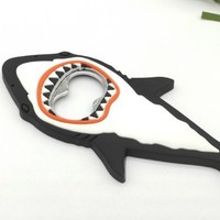Ouvre-bouteille en caoutchouc souple PVC en forme de requin, ouvre-bouteille en silicone pour bière et soda, logo personnalisé imprimé, gadget