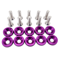 10 pièces Vis hexagonales M6 pour modification automobile, avec rondelles concaves pour pare-chocs, moteur et plaque d'immatriculation, en aluminium