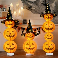 Décoration de pilier citrouille lumineuse transfrontalière pour Halloween, idéale pour les magasins et les bars, accessoire photo pour une ambiance festive