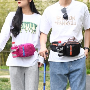 Sac banane de sport unisexe en nylon bleu clair avec porte-bouteille, pour course à pied, cyclisme et rangement de téléphone en extérieur - Product Image 3