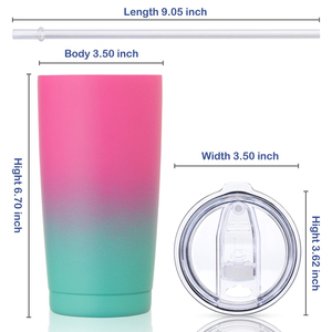 Tasse de voyage personnalisée gravée vierge, gobelet en acier inoxydable de 20 oz à revêtement poudré à double paroi isolé sous vide avec paille - Product Image 4