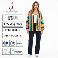 Joydressing Vente en gros de cardigans en tricot rayés multicolores pour femmes, col en V, ouverture sur le devant, manches longues