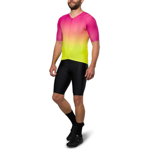 Logo de marque personnalisé vêtements de <span class=keywords><strong>cycliste</strong></span> 3 + 1 <span class=keywords><strong>poche</strong></span> cargo arrière chemise de cyclisme à manches courtes pour hommes dégradé de sublimation - Product Image 5