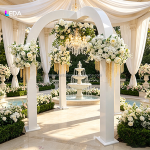 Arco Nuziale LEDA Bianco Lucido con <span class=keywords><strong>Quattro</strong></span> Pilastri, Struttura per Cerimonia Nuziale ad Arco con Fiori Artificiali - Product Image 1