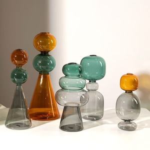 Vaso da Tavolo Idroponico Trasparente a Doppio Strato in Vetro Colorato Semplice e Creativo con Design Costiero <span class=keywords><strong>per</strong></span> Arredamento Casa - Product Image 4