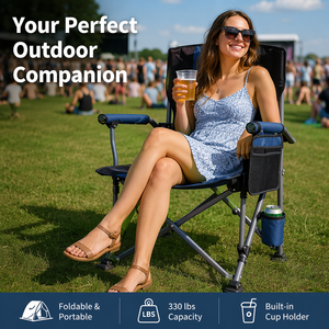 Chaise de camping pliante robuste Zentopia, cadre en acier carbone Oxford 600D, 150 kg, avec porte-gobelet pour mobilier d'extérieur et pêche - Product Image 4