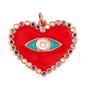Colgante esmaltado de mal de ojo, Zirconia cúbica chapada en oro real de 18 quilates, CZ pavimentada, collar de joyería, pulsera, accesorios, suministros <span class=keywords><strong>L29</strong></span> - Product Image 2