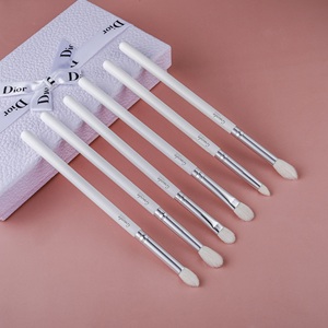 Juego de brochas de maquillaje para ojos, Set de 6 brochas de maquillaje para mezclar pelo de cabra pequeño y Puntiagudo, color marrón y blanco, Etiqueta Privada - Product Image 2