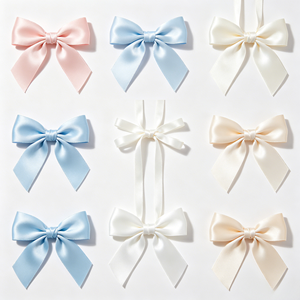 Nœud en ruban de satin pastel neutre minimaliste, vente en gros, nœud personnalisé pour boîte à bijoux de mariage, décoration d'emballage rustique - Product Image 5