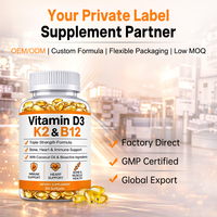 Capsules de Vitamine D3 K2 B12 en Gélules Molles à Marque Blanche OEM – Formule Synergique 3-en-1 pour la Force Osseuse et la Santé Cardiovasculaire