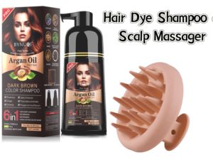 Shampoo colorant pour <span class=keywords><strong>cheveux</strong></span> à l'huile d'argan professionnel 6 en 1 pour salon et usage domestique, avec masseur de cuir chevelu en silicone - Product Image 3