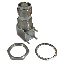 Conector Coaxial de montaje en PCB, conector hembra doblado, niquelado, conector TNC, RF, 2 unidades, 1 unidad