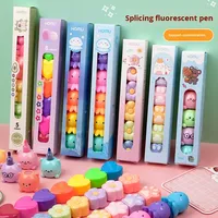 Mini Marcadores Creativos con Diseño de Pata de Gato/Flor/Pulpo/Corazón/Oso Pequeño, Multicolores, Punta Oblicua, para Niños