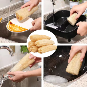 Zenidoo Brosse de nettoyage portable en loofah naturel doux pour la cuisine, la pâtisserie, le barbecue, la cuisine et la salle de bain - Product Image 5