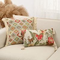 Coussin rectangulaire brodé de style rétro pastoral nordique et américain pour canapé, salon et décoration intérieure