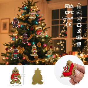 Gingerbread Man Christmas Tree Ornaments 16 Pcs <b>Soft</b> PVC Hanging Decorations Gift <b>Box</b> For Holiday Decoration - Product Image 5
