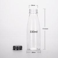 Bouteille de Jus Fantaisie Personnalisée avec Étiquettes, Bouteille Jetable Écologique Transparente en PET pour Boissons 330ml 500ml avec Bouchon à Vis en PP pour Soda