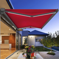 Auvent rétractable à bras articulé en alliage d'aluminium, cadre en cassette intégrale, auvent de terrasse pour jardins, auvent rétractable motorisé