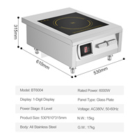 Cuisinière à induction de table 6 kW avec contrôle magnétique à 8 niveaux, 380 V, cuisinière électromagnétique industrielle portable pour cuisson intensive