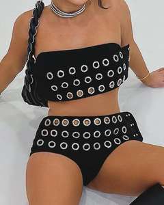 Ensemble short et haut court pour femme Viviblook Z103ST02, tenue décontractée assortie, style streetwear, ensemble 2 pièces - Product Image 1