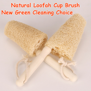 Natural Loofah Sponge <b>Bottle</b> <b>Brush</b> with Wooden Handle China Made for Kitchen Dishwashing and Bath Toilet Supplies - Product Image 3