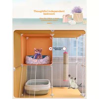 Cage à chat de luxe moderne en fer massif, style manoir, extra-large, à trois niveaux, pour usage domestique, avec bac à litière, pour salon