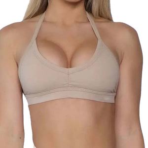 OEM Custom Lady Padded <b>Backless</b> Workout <b>Bra</b> Gym Yoga Top Yogawear Fitness Open Back Halter Seamless <b>Sports</b> <b>Bra</b> for Women - Product Image 1