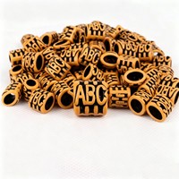 FUJIACross-Border Wholesale  Wood Large-Hole Beads Dreadlock Hair Extension Rings Resin Plastic DIY Jewelry Accessories