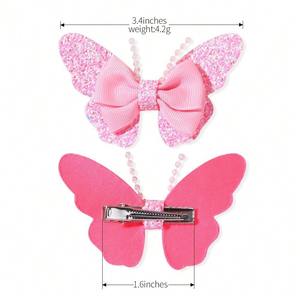 กิ๊บติดผมรูปผีเสื้อแฟชั่นน่ารักแบบใหม่ 2 ชิ้น สำหรับเด็ก ผ้าเนื้อนุ่ม ลายการ์ตูน เครื่องประดับผม - Product Image 3