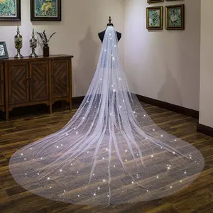 Voile de mariée brillant en ivoire blanc, flambant neuf