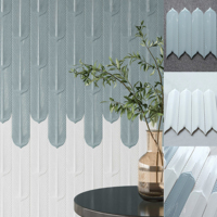 Carreaux muraux décoratifs en céramique moderne vert émeraude, motif plume, mosaïque artistique, résistants à l'eau, épaisseur 8 mm, pour hôtels et villas